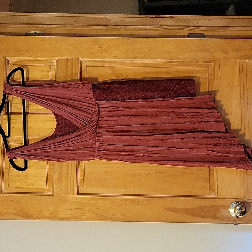 Free People burnt orange and metallic Grecian dress